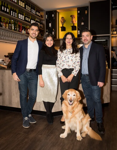 The family today at the Adega Nau – with Mick the golden retriever, Taco’s successor.