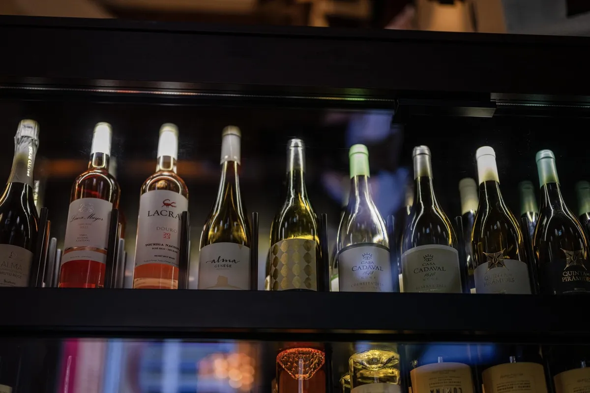 The wine cabinet at Restaurante Porto